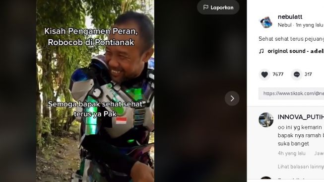 Viral kisah pengamen Robocob di Pontianak. (TikTok/@nebulatt)