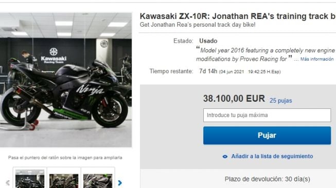 Lelang motor Kawasaki ZX-10R milik Jonathan Rea (eBay)