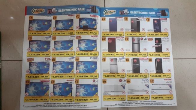 Katalog Giant Serpong sebelum Giant tutup akhir Juli 2021. Giant diskon semua produk yang di jual mulai dari elektronik sampai makanan. (Suara.com/Wivy)