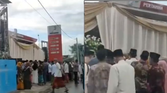 Viral Video SPBU Beralih Fungsi Jadi Tempat Hajatan, Warganet: Tamu Dapat Bensin Gratis