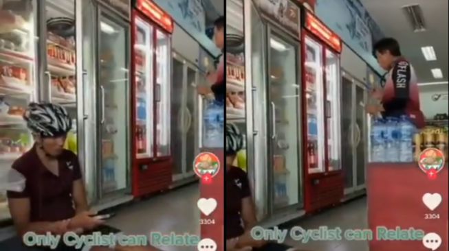 Viral Video Pesepeda Ngadem Di Minimarket Aksinya Banjir Kritik Warganet