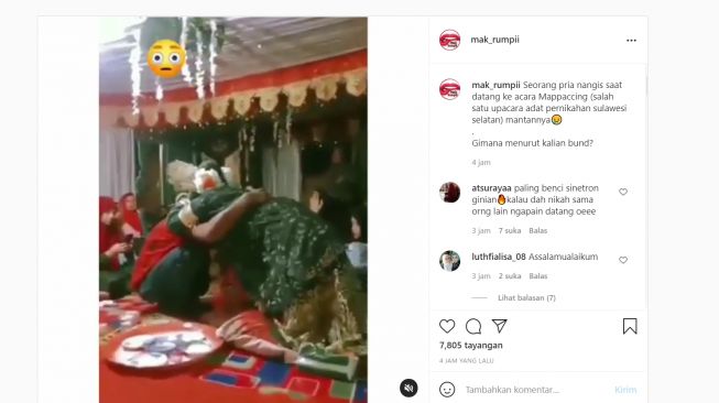 Viral Pengantin dan Mantan Nangis Berpelukan, Undangan Tak Tega Menyaksikan (Instagram/Mak_rumpii)