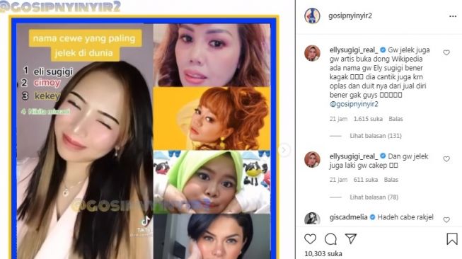 Netizen hina Elly Sugigi hingga Nikita Mirzani [Instagram/@gosipnyinyir2]