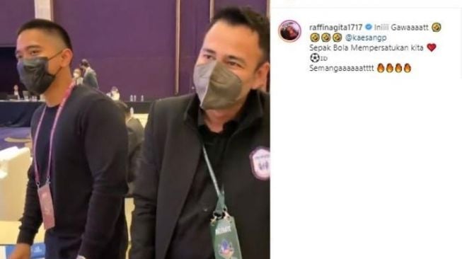 Raffi Ahmad dan Kaesang Pangarep foto bersama saat menghadiri Kongres PSSI [Instagram]