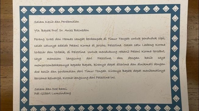 Selain Kurma Pendeta Gilbert Juga Kirim Surat Ke Anies Isinya Soal Palestina Suara Jakarta