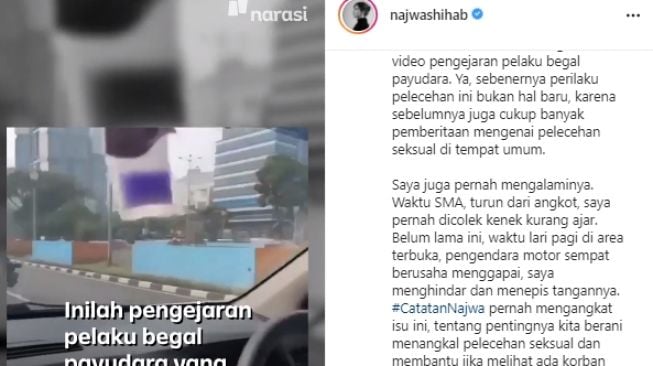 Najwa Shihab pernah jadi korban pelecehan. [Instagram/najwashihab]