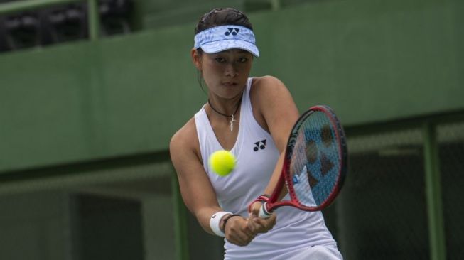 Petenis Priska Madelyn Nugroho. [ANTARA FOTO/ADITYA PRADANA PUTRA]