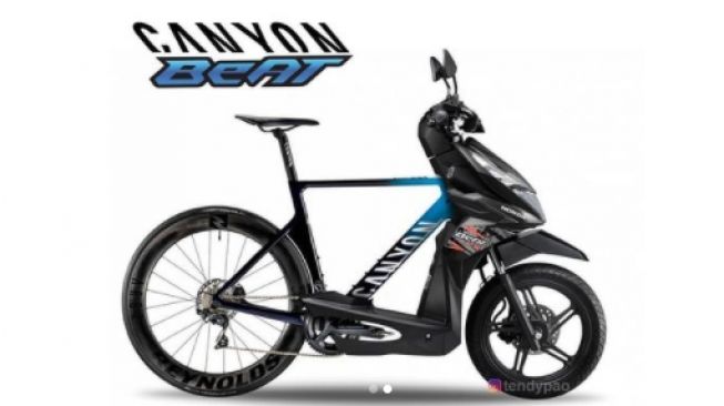 Modifikasi unik perpaduan antara Honda BeAT dan sepeda roadbike (Instagram)