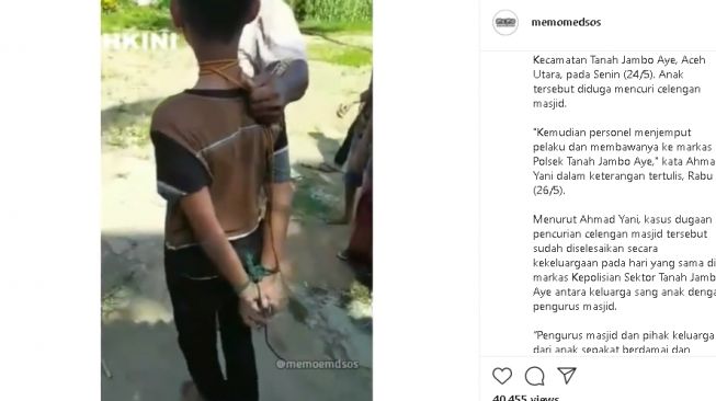 Bocah di Aceh diikat dan diseret seperti hewan (instagram.com/@memomedsos)