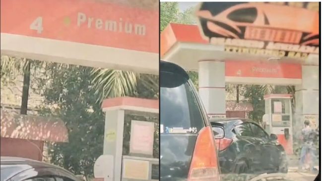 Antrian mobil mahal sedang isi Premium di SPBU (Tikok)