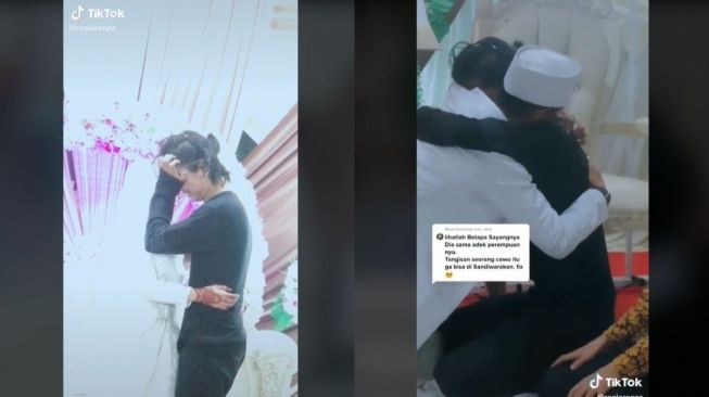 Viral Pria Menangis Peluk Pengantin Wanita (tiktok.com/@rcalorenza)