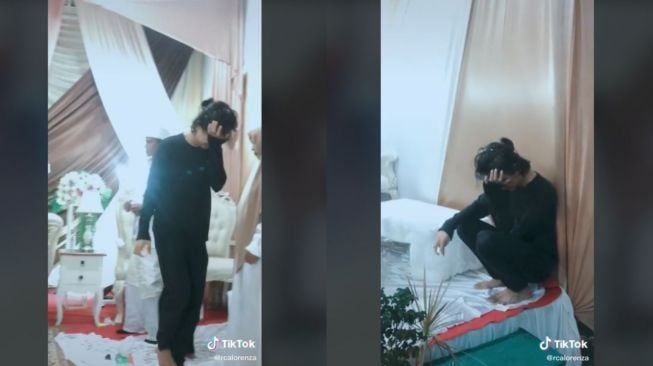 Viral Pria Menangis Peluk Pengantin Wanita (tiktok.com/@rcalorenza)