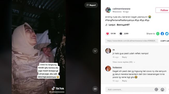 Wanita Dicium Pria di Depan Kekasihnya, Ekspresi Syok Tak Tahu Harus Apa (TikTok/Callmemiwwww)