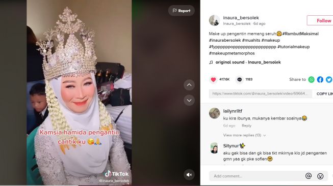 Curhat MUA Pernikahan, Pengantin Nggak Siap Mental Tolak Dirias Tebel (TikTok/Inaura_bersolek)