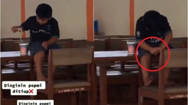 Viral Video Bocah Peras Mi Instan Sebelum Dimakan, Publik: Dingin Kagak Melepuh Iya