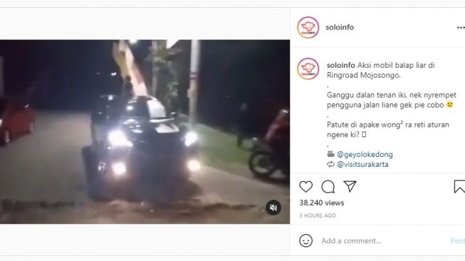 Merinding! Viral Pria Sendirian Bubarkan Balapan Mobil Liar di Solo