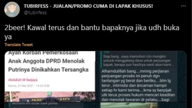 Beredar Chat Diduga Ayah Korban Pemerkosaan Anak Anggota DPRD Bekasi, Ngaku Dapat Teror