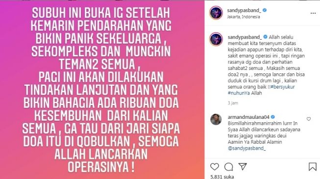 Unggahan Sandy Pas Band [Instagram/@sandypasband_]