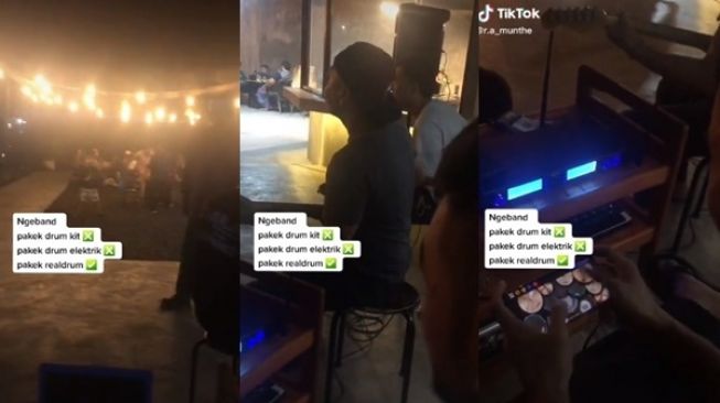 Viral Grup Band Manggung di Kafe, Aksi Drummer Pakai Aplikasi Drum Bikin Takjub