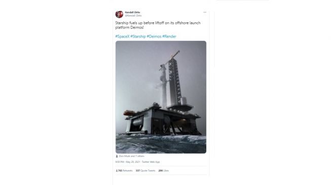 Cuitan soal pelabuhan luar angkasa SpaceX. [Twitter]