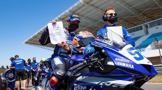 Pencapaian top speed Galang Hendra Pratama bersama Yamaha YZF-R6  di peringkat ke-7 dengan kecepatan maksimum 282,7 km per jam, di Sirkuit Estoril, Portugal [Dok Yamaha Indonesia].