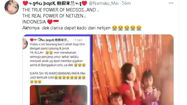 Bocah tiup lilin pakai pisang bisa rayakan ultah meriah (twitter.com/@Namaku_Mei)