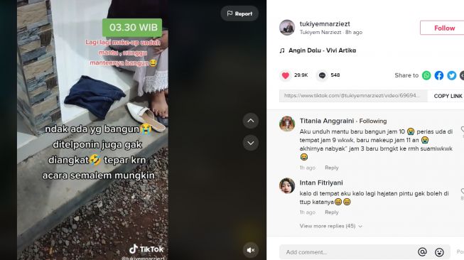 Curhat Firasat Buruk MUA Unduh Mantu (TikTok/Tukiyemnarziezt)