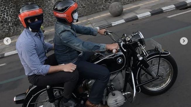 AHY dibonceng Ridwan Kamil naik moge lawas BMW (Instagram)