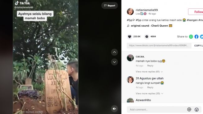 Anak ini Terus Bangunkan Ibunya yang Berada di Dalam Kubur (TikTok/ristianiamelia99)