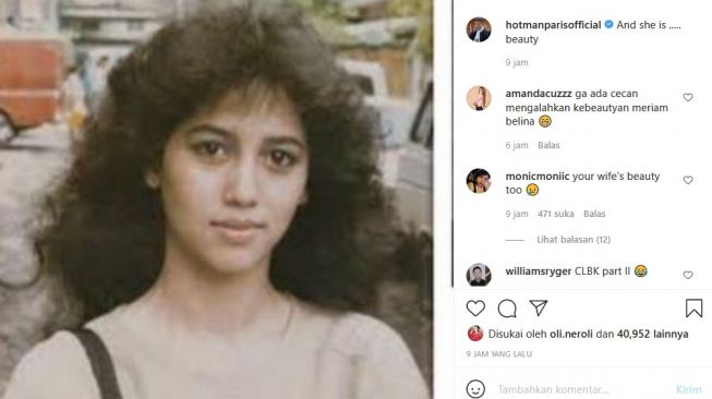 Hotman Paris kembali menunggah foto Meriam Bellina muda. [Instagram]