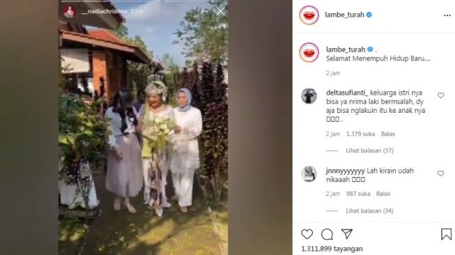 Momen pernikahan Alfath Fathier dan Nadia Christina [Instagram/@lambe_turah]