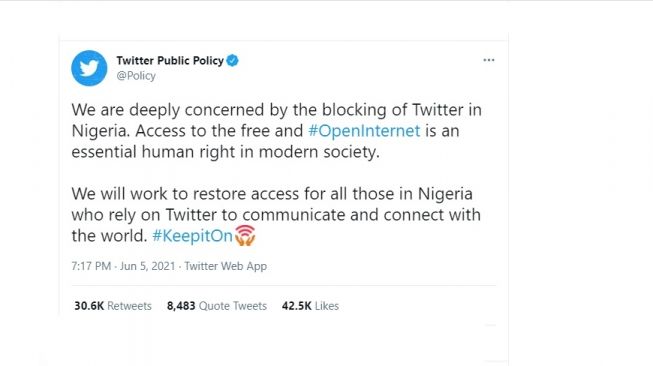 Pemerintah Nigeria blokir Twitter. [Twitter]