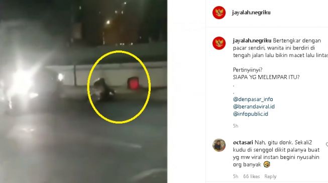 Aksi wanita hadang mobil (instagram.com/@jayalah.negriku)