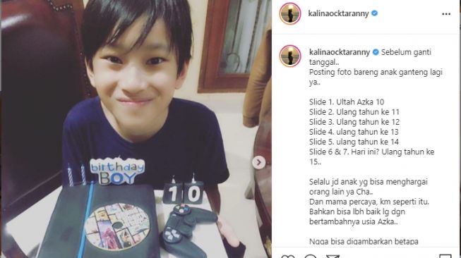 Potret ultah Azka Corbuzier dari tahun ke tahun. [Instagram/kalinaocktaranny]