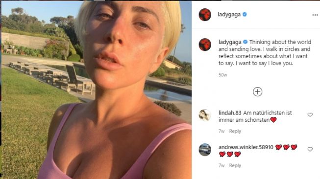 Potret Lady Gaga tanpa make up [Instagram/ladygaga]