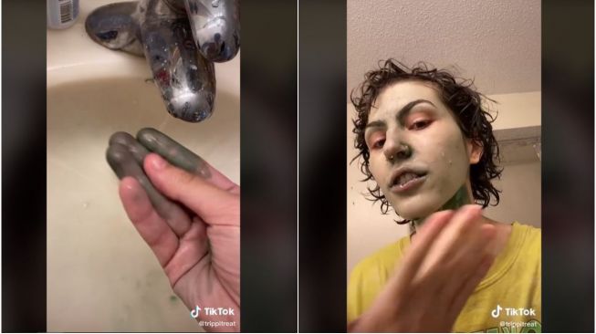 Pakai Masker Wajah Klorofil, Wanita Ini Malah Berujung Mirip Shrek (tiktok.com/@trippitreat)