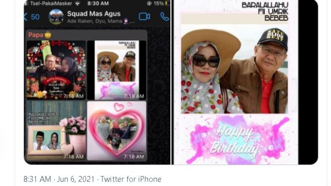 Seorang bapak edit foto romantis untuk istri yang sedang ulang tahun (twitter.com/@akunyakul)