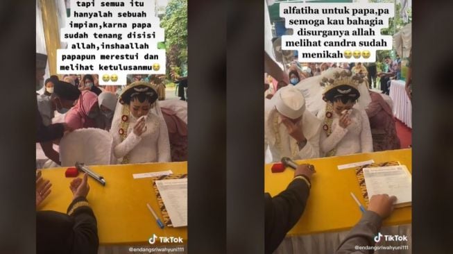 Viral Pengantin Pria Menangis Teringat Mendiang Ayah setelah Akad Nikah (tiktok.com/@endangsriwahyuni111)