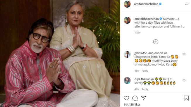 Amitabh Bachchan dan istri, Jaya Bachchan. [Instagram/amitabhbachchan]