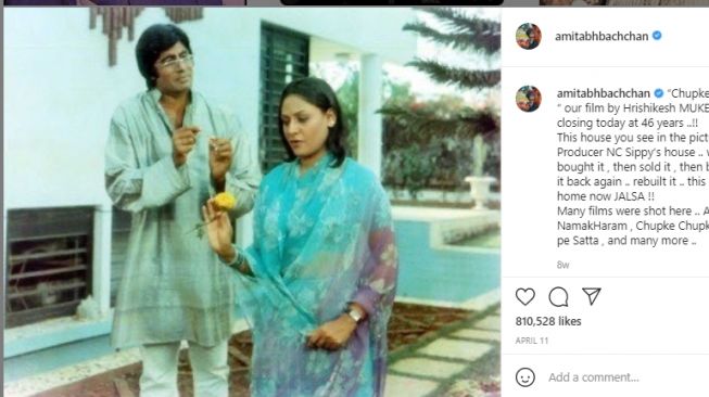 Amitabh Bachchan dan istri, Jaya Bachchan. [Instagram/amitabhbachchan]