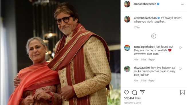 Amitabh Bachchan dan istri, Jaya Bachchan. [Instagram/amitabhbachchan]