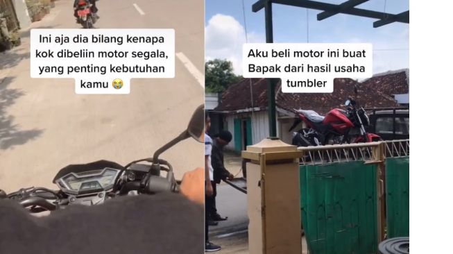 Kisah seorang gadis cantik yang memberikan surprise kepada ayahnya berupa motor sport baru (TikTok)