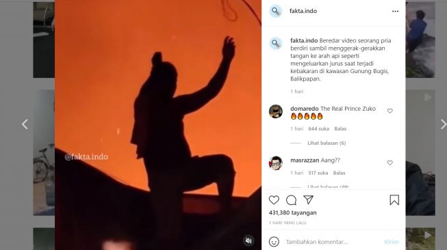 Viral Aksi Pria Lakukan Gerakan Aneh saat Terjadi Kebakaran (Instagram/Fakta.indo)