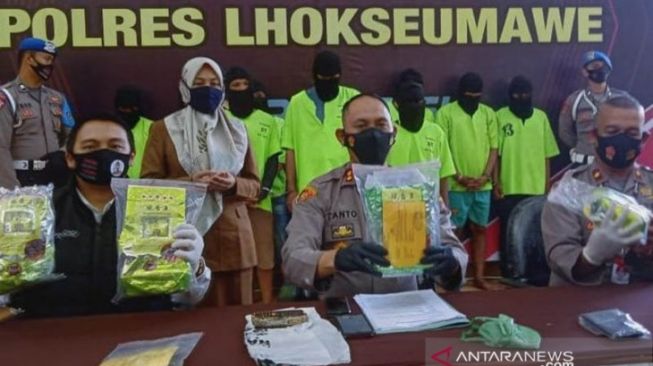 4,4 Kg Sabu Gagal Beredar di Lhokseumawe, 10 Pelaku Ditangkap