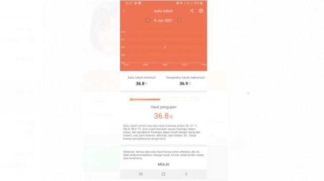 Oase Horizon W1, fitur suhu tubuh. [Suara.com/Lintang Siltya Utami]