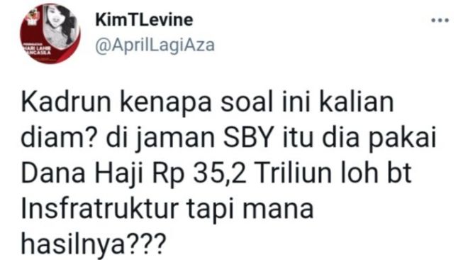 Cuitan soal tuduhan SBY pakai dana haji. [Twitter]