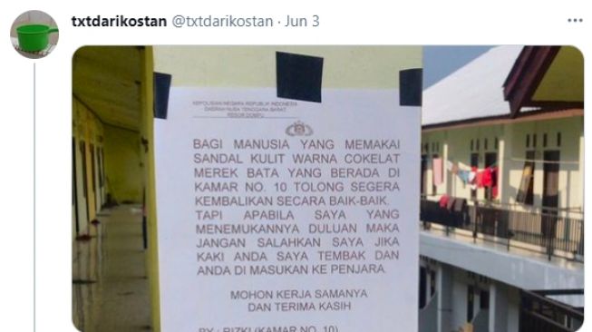 Ancaman anak kost kehilangan barang. (Twitter/@txtdarikostan)