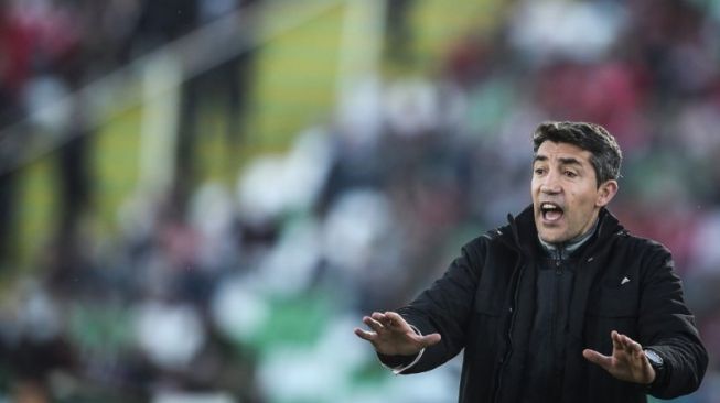 Bruno Lage saat masih melatih Benfika yang dalam foto ini diambil saat pertandingan Vitoria FC melawan SL Benfica di Stadion Bonfim di Setubal pada 7 Maret 2020. Lage menggantikan Nuno Espirito Santo sebagai pelatih Wolverhampton Wanderers. (AFP/CARLOS COSTA)