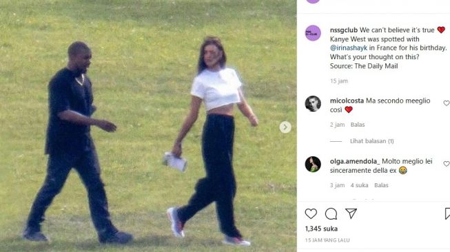 Kanye West dan Irina Shayk saat berlibur di Prancis. [Instagram]