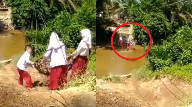 Fakta di Balik Siswa SD Naik Keranjang Gantung Seberangi Sungai